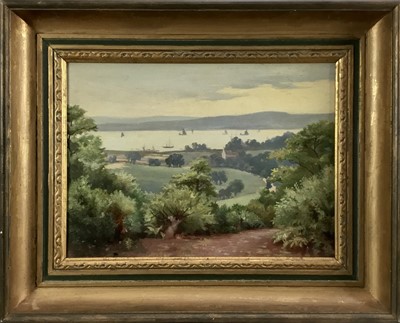 Lot 58 - Victorian School, oil on board, Estuary, 21cm x 29cm, framed