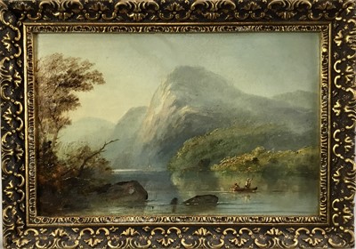 Lot 54 - English School, oil on board, Loch Oich Scotland, 14cm x 21.5cm, in gilt frame