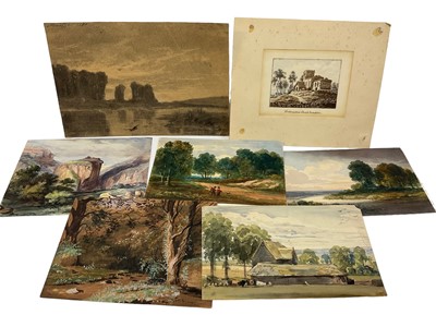 Lot 128 - Small group of 19th century watercolours. (7)