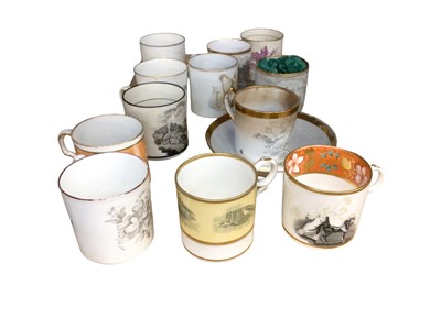 Lot 177 - Barr, Flight and Barr Worcester coffee can, bat printed with shells, on a pale yellow ground, and other coffee cans