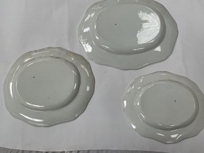 Lot 156 - Set of three Wedgwood graduated meat dishes, printed in blue with a Chinese river landscape