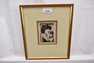 Lot 1144 - *John Nash (1893-1977) woodcut - Tibby and Patch, c.1919, stamped verso with Studio Stamp, 10cm x 7.5cm, in glazed frame
