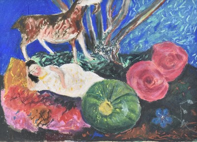 Lot 1151 - *Olive Cook (1912-2002) pastel - The Dreamer, signed and inscribed verso, 37cm x 49cm, in glazed gilt frame