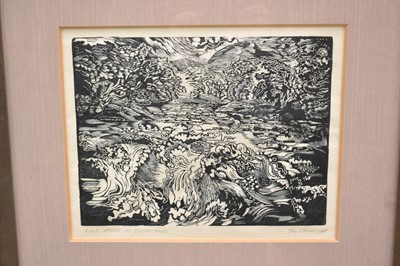 Lot 1146 - John O'Connor (1913-2004) wood engraving - 'River Wharfe at Bolton Woods', signed, titled and indistinctly dated, 20cm x 25cm, in glazed frame