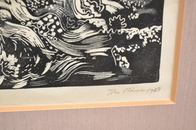 Lot 1146 - John O'Connor (1913-2004) wood engraving - 'River Wharfe at Bolton Woods', signed, titled and indistinctly dated, 20cm x 25cm, in glazed frame