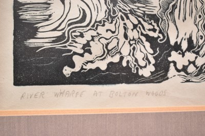 Lot 1146 - John O'Connor (1913-2004) wood engraving - 'River Wharfe at Bolton Woods', signed, titled and indistinctly dated, 20cm x 25cm, in glazed frame