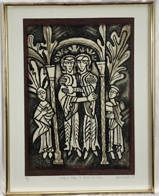 Lot 107 - Valerie Thornton aquatint - Living in Peace St Benoit sur Loire, 54cm x 38cm, signed and dated '89, 39/45, in glazed frame