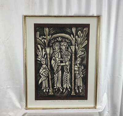 Lot 107 - Valerie Thornton aquatint - Living in Peace St Benoit sur Loire, 54cm x 38cm, signed and dated '89, 39/45, in glazed frame