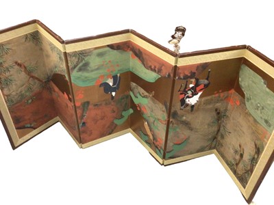 Lot 542 - Oriental folding screen and fittings