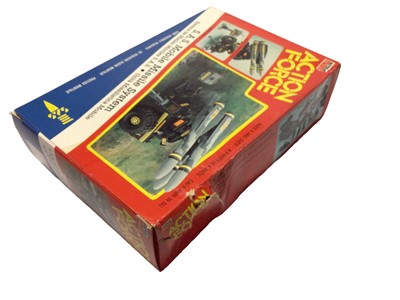 Lot 92 - Palitoy Action Man Action Force Z Force Rapid Fire Motor Cycle & Quarrel, plus S.A.S Mobile Missile System, all boxed with original internal packaging (x3) (4 total)