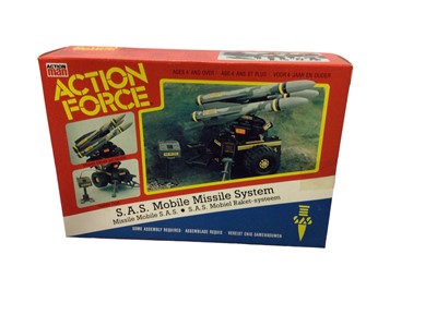 Lot 92 - Palitoy Action Man Action Force Z Force Rapid Fire Motor Cycle & Quarrel, plus S.A.S Mobile Missile System, all boxed with original internal packaging (x3) (4 total)