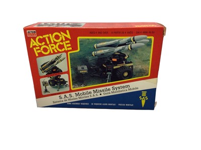 Lot 92 - Palitoy Action Man Action Force Z Force Rapid Fire Motor Cycle & Quarrel, plus S.A.S Mobile Missile System, all boxed with original internal packaging (x3) (4 total)