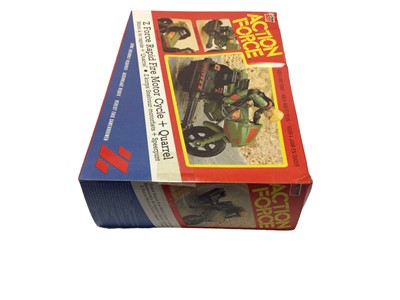 Lot 92 - Palitoy Action Man Action Force Z Force Rapid Fire Motor Cycle & Quarrel, plus S.A.S Mobile Missile System, all boxed with original internal packaging (x3) (4 total)