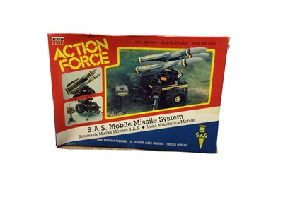 Lot 92 - Palitoy Action Man Action Force Z Force Rapid Fire Motor Cycle & Quarrel, plus S.A.S Mobile Missile System, all boxed with original internal packaging (x3) (4 total)