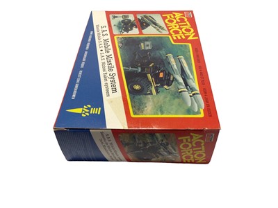 Lot 92 - Palitoy Action Man Action Force Z Force Rapid Fire Motor Cycle & Quarrel, plus S.A.S Mobile Missile System, all boxed with original internal packaging (x3) (4 total)