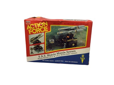 Lot 92 - Palitoy Action Man Action Force Z Force Rapid Fire Motor Cycle & Quarrel, plus S.A.S Mobile Missile System, all boxed with original internal packaging (x3) (4 total)