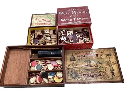 Lot 1929 - Vintage 'Aunt Sally' game in original box, The Game of Schimmell or Bell & Hammer, together with Spear's and Jaques word games
