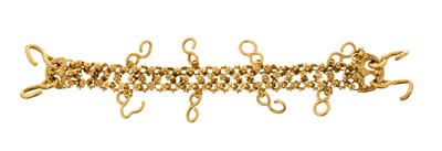 Lot 642 - Antique gold chain with flower head links and figure of eight fittings, possibly Mediterranean, 14cm overall length