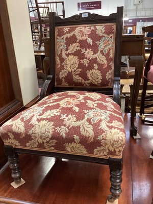 Lot 1267 - Edwardian Piano stool and easy chair