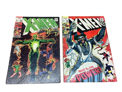 Lot 15 - Marvel Comics X-Men #55 #56 (1969) (UK Price Variant) Living Pharaoh appearance, Backup feature tells Angel's origin. First appearance of the Living Monolith, Backup feature continues origin of Ang...