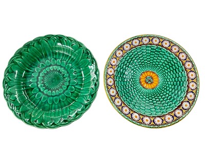 Lot 153 - Wedgwood majolica plate and a green glazed plate