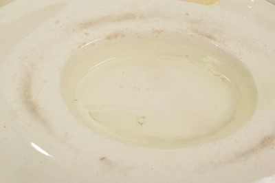 Lot 130 - Wedgwood Queensware crested sauce tureen, cover and fixed stand, circa 1800, and a ladle