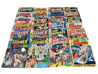 Lot 67 - Marvel Comics Prince Namor, the Sub-Mariner 1970's and some 60's (English and American price variants). To include #20 - first battle of Dr Doom and Namor, #27 - first apperance of Commander Kraken...