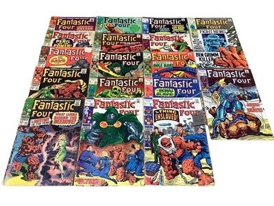 Lot 38 - Marvel Comics Fantastic Four 1960's (English and American price variants). To include #57 - iconic cover art by Jack Kirby, #66 - origin of HIM/Adam Warlock and others. Some in poor condition. Appr...