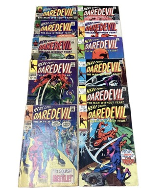 Lot 46 - Marvel Comics Daredevil 1966 - 1969 (English and American price variants). To include #19,  #25 - first apperance of Leap Frog, Vincent Patilio, #26, #32, #34, #51, #52, #53, #54, #55 and #59. Some...
