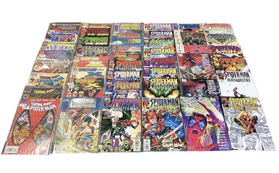 Lot 76 - Marvel Comics Spider-Man stories/mini series, to include The Amazing Spider-Man Planet of the Symbiotes part 1 - 5 (1995), the Lethal Foes of Spider-Man part 1 - 4 (1993), Spider-Man revenge of the...