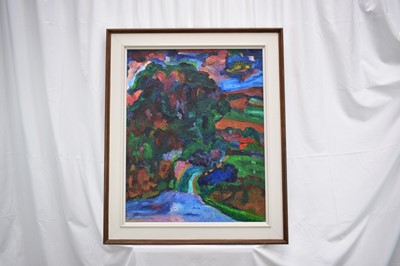 Lot 1164 - *Colin Moss (1914-2005) oil on canvas - Abstract Rural Landscape, signed, 76cm x 61cm, framed