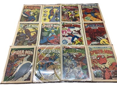 Lot 118 - Large collection of Marvel UK Spider-Man weekly magazines, ranging from issue #311 to issue #666 (1979 to 1985) some issues missing. Various title changes including Spider-Man Comic, The Spectacula...