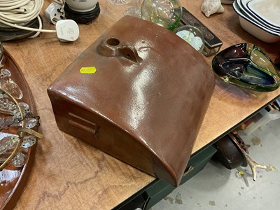Lot 495 - Unusual salt glazed stoneware carriage foot warmer