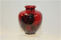 Lot 2008 - Royal Doulton Sung flambé vase of ovoid form...