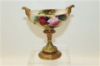 Lot 2039 - Royal Worcester pedestal sweetmeat dish, hand...