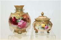 Lot 2046 - Royal Worcester pot pourri vase of cauldron...