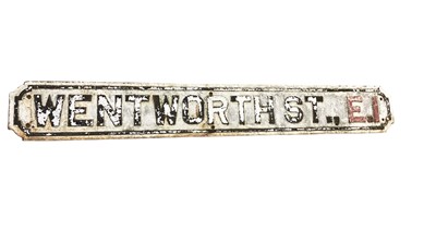 Lot 19 - Original cast iron Wentworth St., E.1., London street sign, 141.5 x 19cm