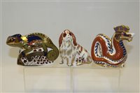 Lot 2052 - Three Royal Crown Derby paperweights with gold...