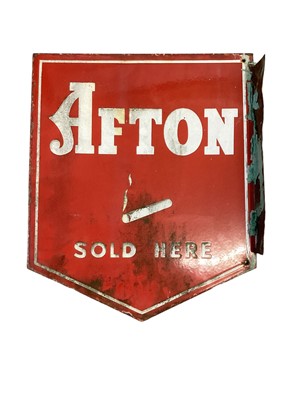 Lot 40 - Original 'Afton Sold Here' double sided enamel advertising sign, 45.5 x 38cm