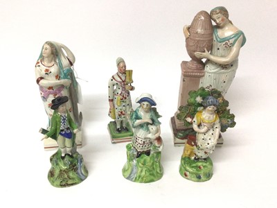 Lot 26 - Group of six early 19th century Staffordshire pearlware glazed figures, including gardeners