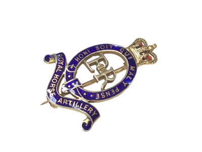 Lot 175 - Royal Horse Artillery gold and enamel brooch