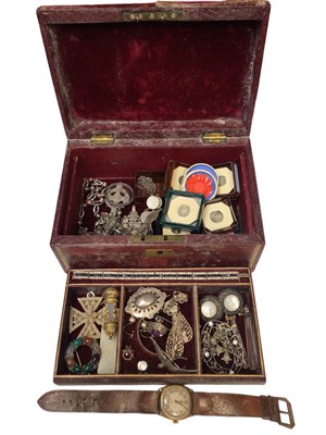 Lot 176 - Victorian jewellery box containing antique and vintage jewellery