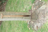 Lot 2073 - Old ash-handled twelve-tine chopped potato...