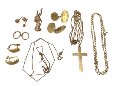 Lot 76 - Group of 9ct gold jewellery and pair of 18ct gold earrings