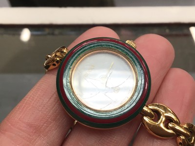 Lot 134 - Gucci gold plated ladies wristwatch with interchangeable bezels, boxed, together with a group of other wristwatches