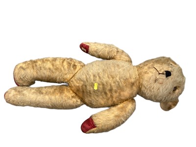 Lot 1920 - 1950s Golden Mohair teddy bear, velvet paws, disc jointed, 70cms approximately.