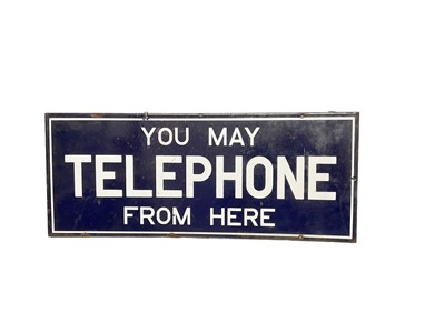 Lot 56 - Original 'You May Telephone From Here' double sided enamel sign, 56 x 23cm