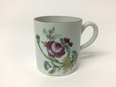Lot 65 - 18th century Bow coffee can, polychrome painted with floral sprays, 6cm high