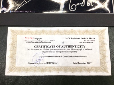 Lot 97 - Autographed Star Trek photograph of Marina Sirtis and Gates McFadden, with certificate of authenticity