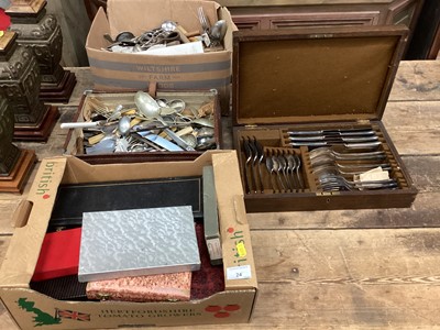 Lot 24 - Canteen of cutlery and three boxes of assorted flatware